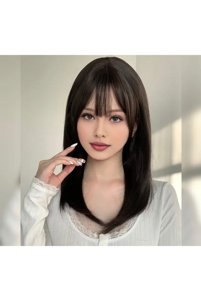 Luxury new season dark brown fringed wig