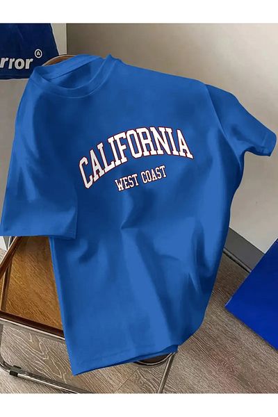 YOHO SPORT Βαμβακερό μπλουζάκι με στάμπα California Unisex Oversize - Κοντό μανίκι με λαιμόκοψη