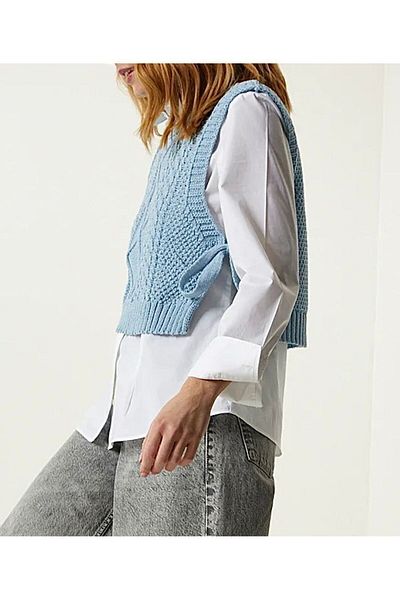 MODA MHE МОДА MH НОВ СЕЗОНЕН ПУЛОВЕР С ВРЪЗКИ ОТСТРАНИ, ПЛЕТЕНЕ И ДЕТАЙЛИ