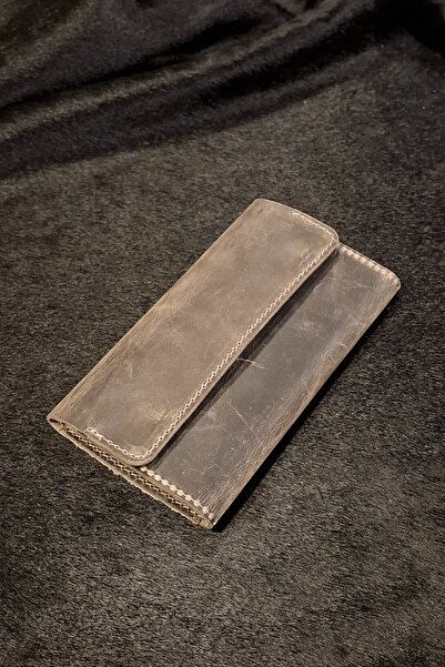 MAT Deri Tütün Kesesi Tütün Çantası Gri Hakiki Deri Elde Ve Cepte Kolay Taşınabilir Tütünlük