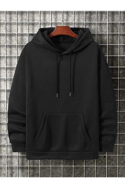 LAND MODA Black Hooded Plain Sweat