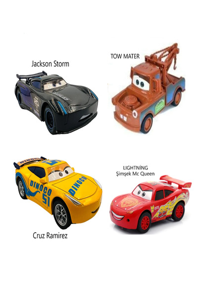 BAMTEBİ Diecast 4 lü Cars Arabalar Çek Bırak Arabalar Metal McQuenn jack Stor...