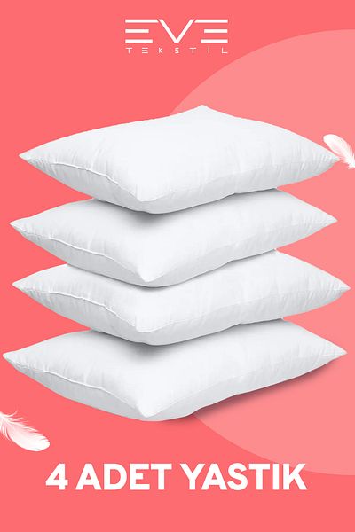 Eve Tekstil 4 Pieces Micro Silicone Fiber - Antiallergic Washable Home and Hotel Cushion 50X70Cm
