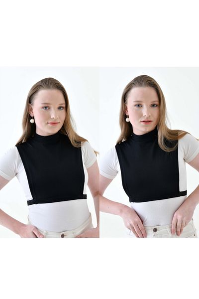 mirach Μισό ζιβάγκο - Εύκαμπτο, Lycra Plus Size Body Σετ 2 Πακέτο Αμάνικο γιακά λαιμού
