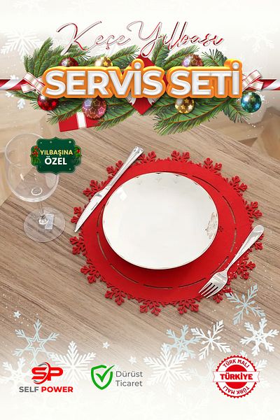 Self Power Set of 6 Christmas Snow Themed Plates American Service Home Decor Kitchenbanket Dining Table Decoration