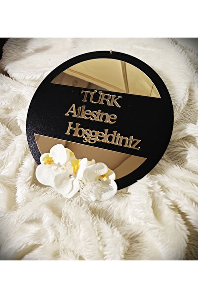 şatafat design Pleat Wooden Door Ornament Black Gold 30*30cm