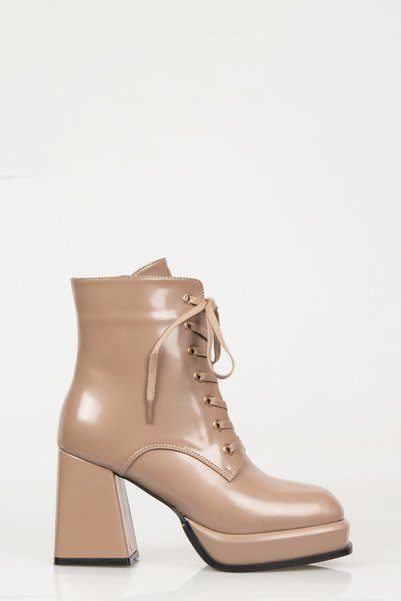 Nemesis Shoes Women's Heeled Platform Lace-Up Boots Mink