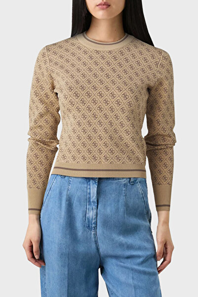 Guess Lise 4G Logolu Streç Slim Fit Bisiklet Yaka Kazak W4BR21Z37K0  KAZAK W4BR21 Z37K0 F1FP