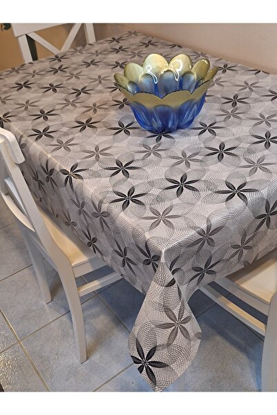 Başak Ev Tekstili Fiber Pvc Oilcloth - Patterned Erasable Tablecloth (Grey)