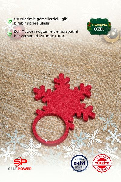 Self Power 6-Piece Red Felt Decorative Christmas Tableware Presentation Napkin Ring Napkin Ring