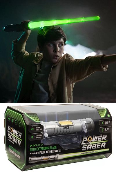 TOYFEST سيف ضوئي من Power Saber باللون الأخضر مع صوت مختصر وضوء - 90 سم