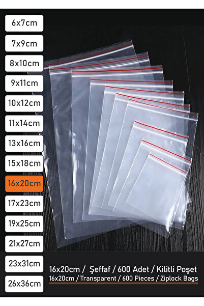 PackMai 16x20cm Kilitli Poşet (1PAKET-600 ADET) Gıda Temasına Uygun, Kına, Çerez, Gıda Ve Takı Poşeti