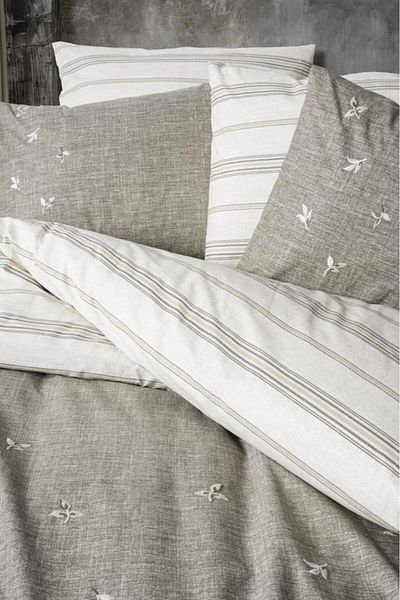 CEKAVE Klein Moke Brown Double Embroidered Duvet Cover Set