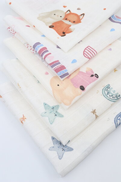 KEEBA 5-Piece Muslin Baby Mouth Wipes - 30X30, 100% Cotton