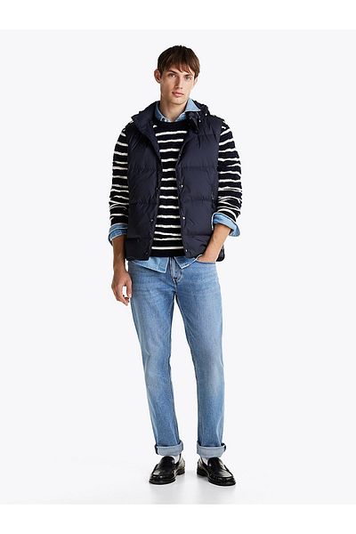 Tommy Hilfiger Men's Navy Blue Vest - Stand Collar, Zip Closure, Long Sleeve, Regular Fit Mw0Mw37670-Dw5