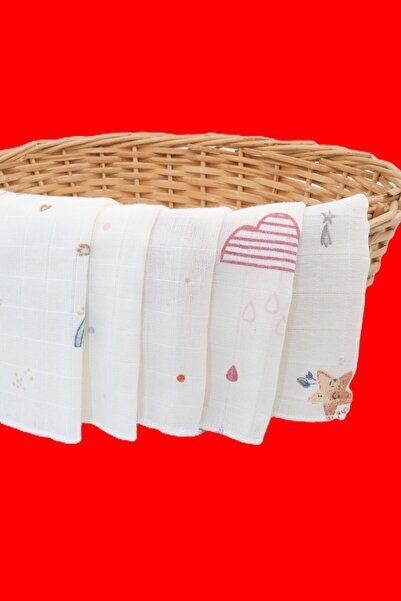 KEEBA 5-Piece Muslin Baby Mouth Wipes - 30X30, 100% Cotton