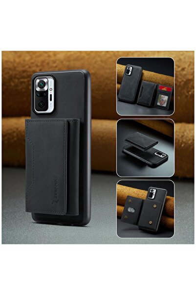 Zebana Xiaomi Redmi Note 10S Uyumlu Kılıf Zebana 2in1 Elite Class Cüzdanlı De...