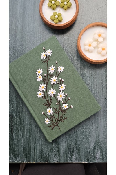 Papatya dalı el işlemesi defter