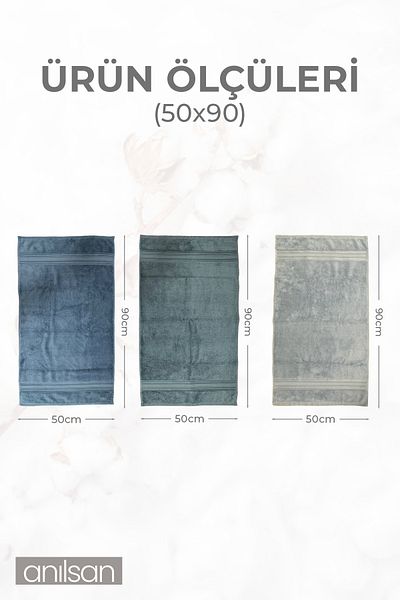 Anılsan Σετ πετσετών χεριών 3 - 100% βαμβάκι, 50x90 cm, καθημερινή χρήση, πετσέτες σπα και ξενοδοχείου