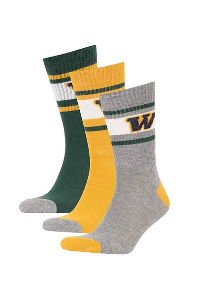 DeFacto New Season Men's Comfortable Elastic 3-Piece Cotton Long Socks