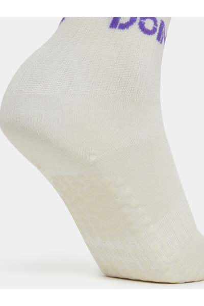 Styli Text Sock Over Sock Effect Silicon Pad Base Crew Yoga Socks