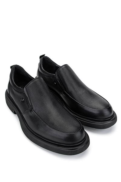 Tamer Tanca Men's Genuine Leather Black Casual Shoes