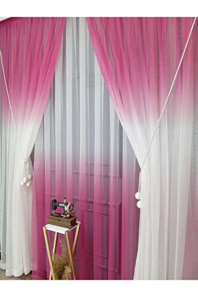 farbateks Fuchsia Colorful Color Transitioning Gradient Right/Left Suit Tulle Background Curtain