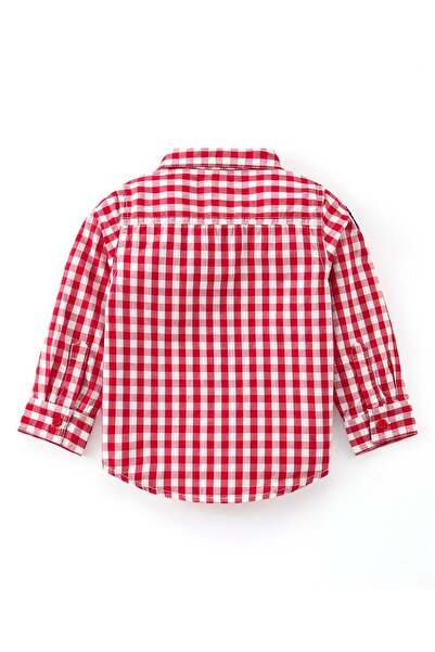 Babyhug Babyhug Cotton Full Sleeves Checkered Shirt & Denim Jeans Set - Red & Blue