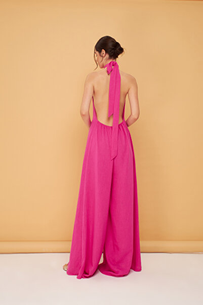 Eda Taşpınar Muslin Back Low-Cut Jumpsuit - Teks-00062