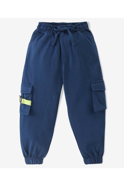 Ollington St. Ollington St. 100% Cotton Lycra Knit Half Sleeve ed Top & Cargo Jogger Set-Green & Navy Blue