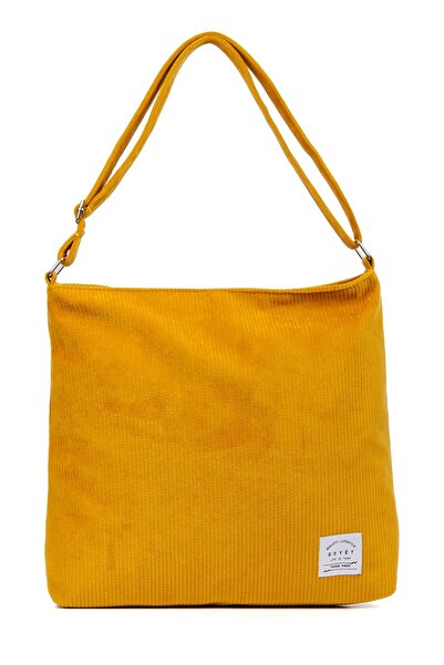 GOYET Geantă de mână și de umăr din catifea muștar Perla