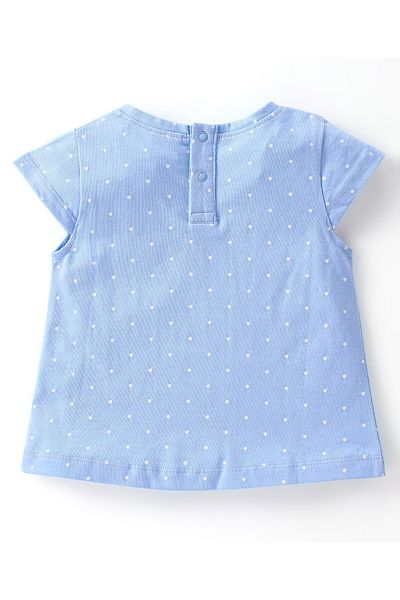 Babyhug Babyhug Cotton Half Sleeves Top & Skirt Set Floral Print- Blue & Pink