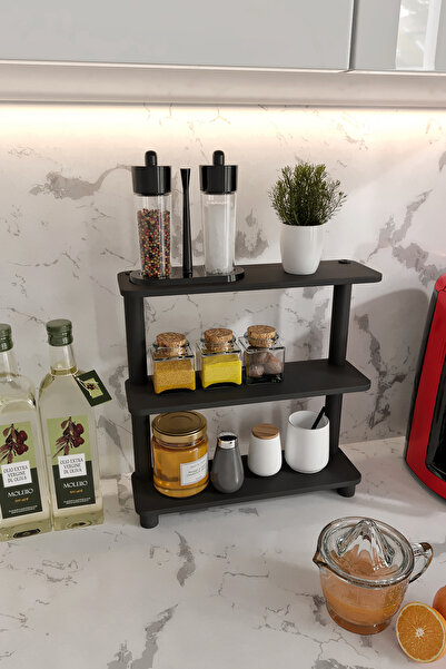 Genel Markalar DEKORATİF  3 KATLI TEZGAH ÜSTÜ RAF 11 CM X 40 CM SİYAH