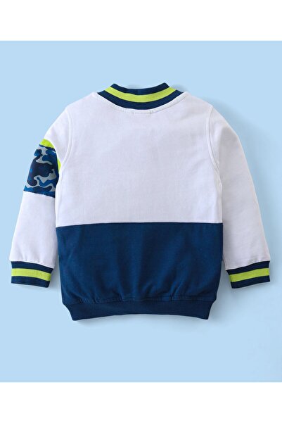 Babyhug Babyhug Single Jersey Knit Full Sleeve Cut & Sew Design T-Shirt & Lounge Pants Set &-White & Navy
