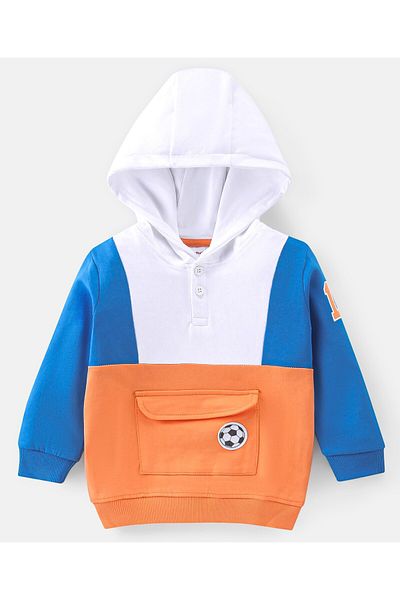 Babyhug Babyhug Cotton Knit Full Sleeves Cut & Sew Design Hoodie & Lounge Pants Set - Multicolor