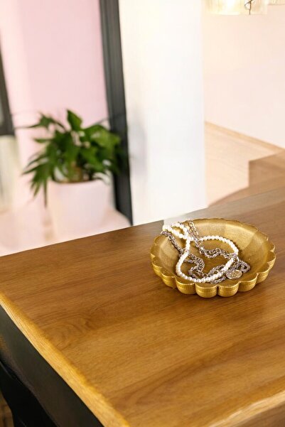 Evene Takı Organizer Makyaj Düzenleyici Kozmetik Organizer Dekoratif Tabak Altın Renk Model 8