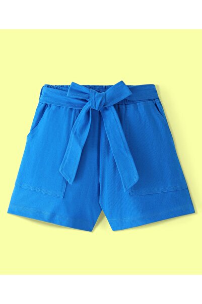 Ollington St. Ollington St. 100% Cotton Frill Sleeveless Floral ed Top & Shorts Self Fabric Belt Set-White & Blue