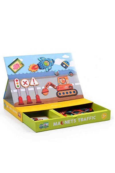 Floopy Carte magnetica, Joc Educativ Stem, Trafic, piese puzzle cu mijloace d...