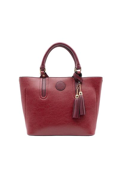 gio&mi Emma Women's Burgundy Striped Large Zippered Hand and Shoulder Bag