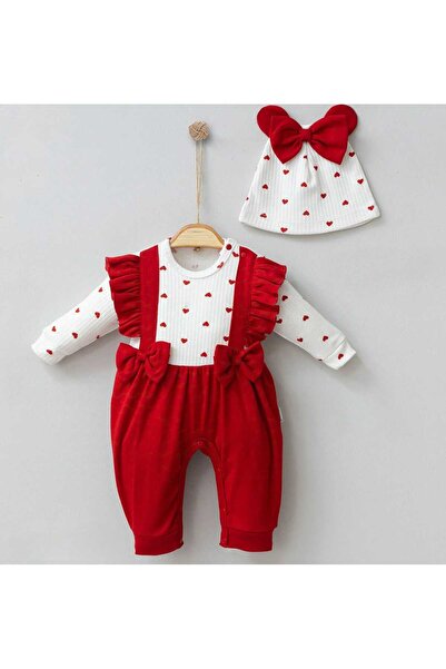 minicayzen Baby Girl Romper with Heart Ruffle Bow and Hat