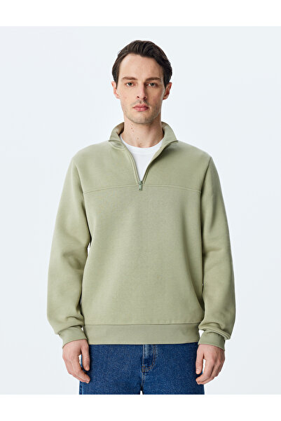 Koton Long Sleeve Cotton Blended Basic Half Zipper Sweatshirt