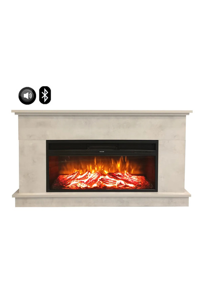 LARGE PENIDA RETRO GRAY ELECTRIC FIREPLACE WITH DLC SOUND EFFECT AND BLUETOOTH 1800 WATTS IF34