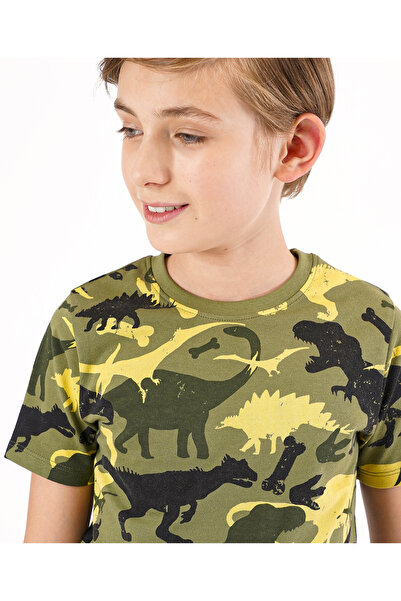Primo Gino Primo Gino 100% Cotton Half Sleeves Dino Print T-shirt & Shorts Set - Green
