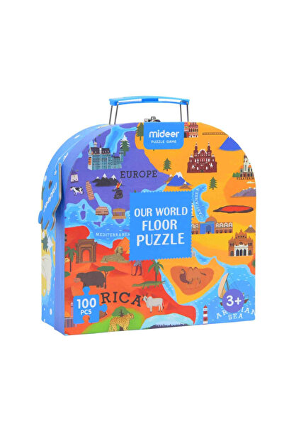 Floopy Puzzle podea in cutie cadou, Harta Lumii, 100 piese, nivel mediu