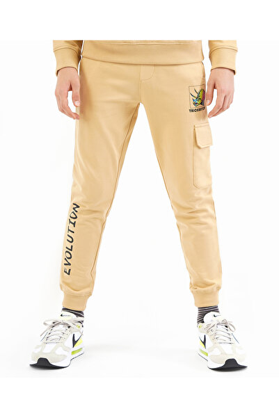 Primo Gino Cotton Full Sleeves Winter Wear Suit & Hoodie Text With Dino Print - Beige