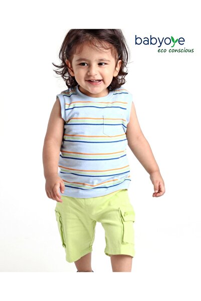 Babyoye طقم تي شيرت وشورت بدون أكمام من القطن بنسبة 100% مع لمسة نهائية صديقة...