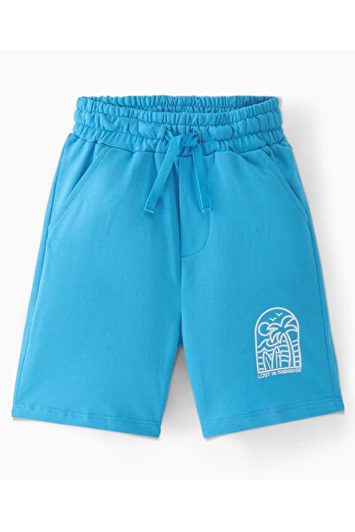 Ollington St. Ollington St. 100% Cotton Half Sleeves Shirt & Shorts Set With Tropical Print - Green & Blue