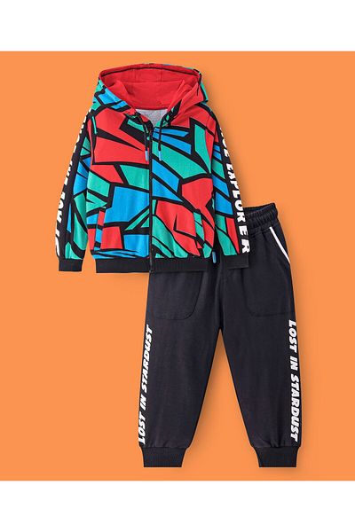Ollington St. Ollington St. 100% Cotton Knit Full Sleeve HoodFront Zipper Sweatshirt & Joggers Set-Multicolor