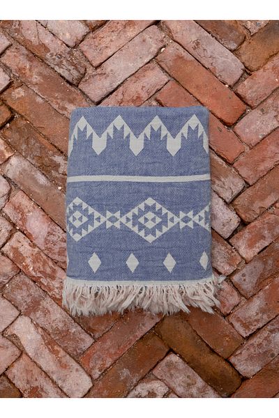 Barine Peshtamal din bumbac Kilim albastru - 90x160