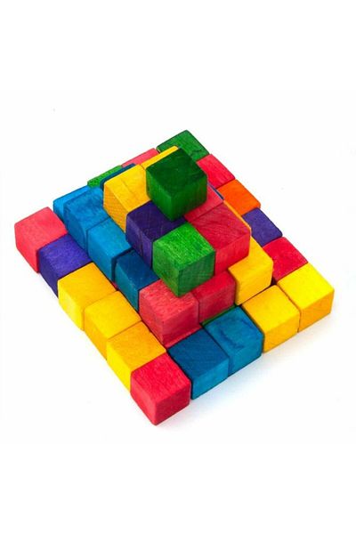 Micostore Set 49 Cuburi Lemn Craft, Color, 1.5 X 1.5 Cm, Pentru Activitati Senzoriale Si Lucru Manual